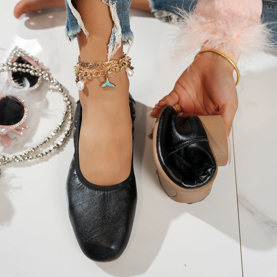 Damen elegante Ballerinas mit subtiler Glanzoptik EB