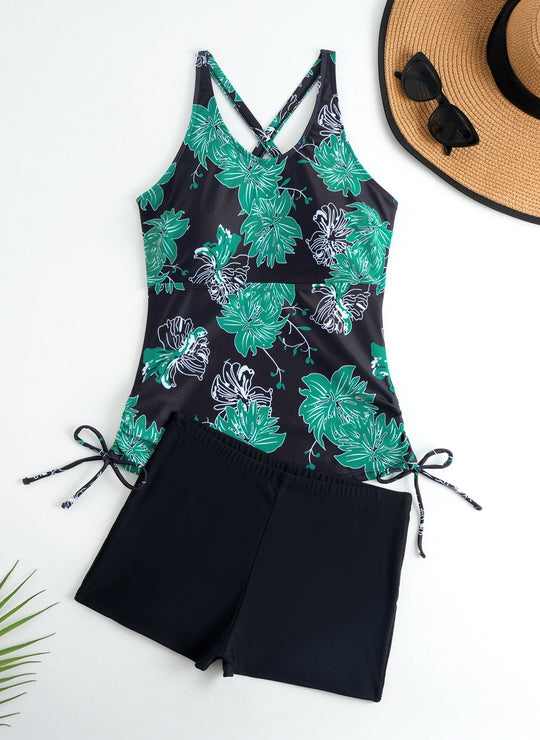 Damen Tankini-Set mit modischem Blumendesign und bequemen Shorts EB