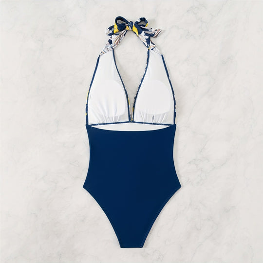 Damen Hochgeschnittener Floral Badeanzug EB