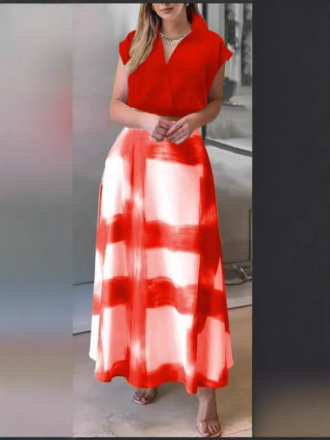 Damen elegante Hemdblusenkleid mit markanten Farbblöcken EB