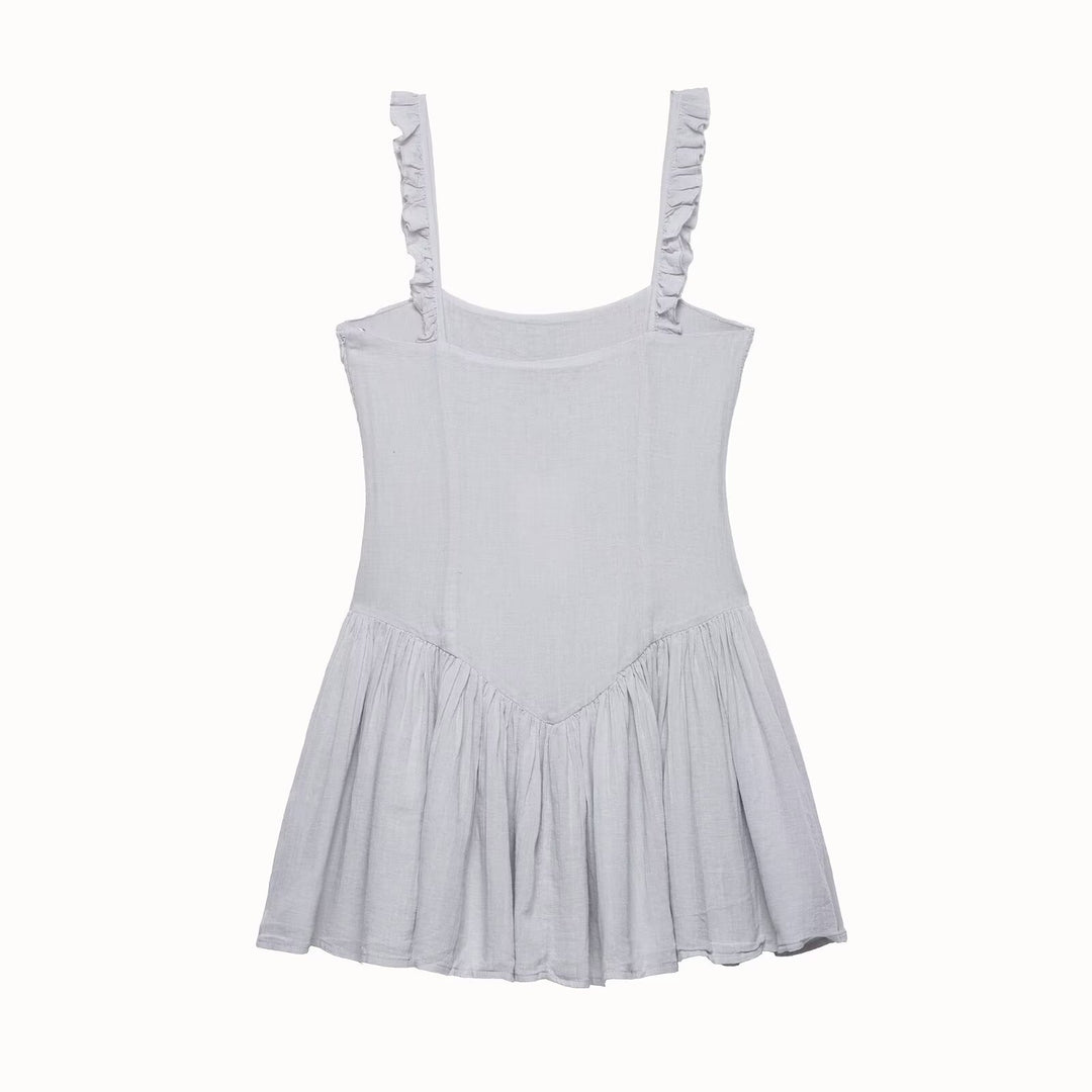 Damen sommerliches Minikleid mit feinen Rüschendetails und strukturierter Passform EB
