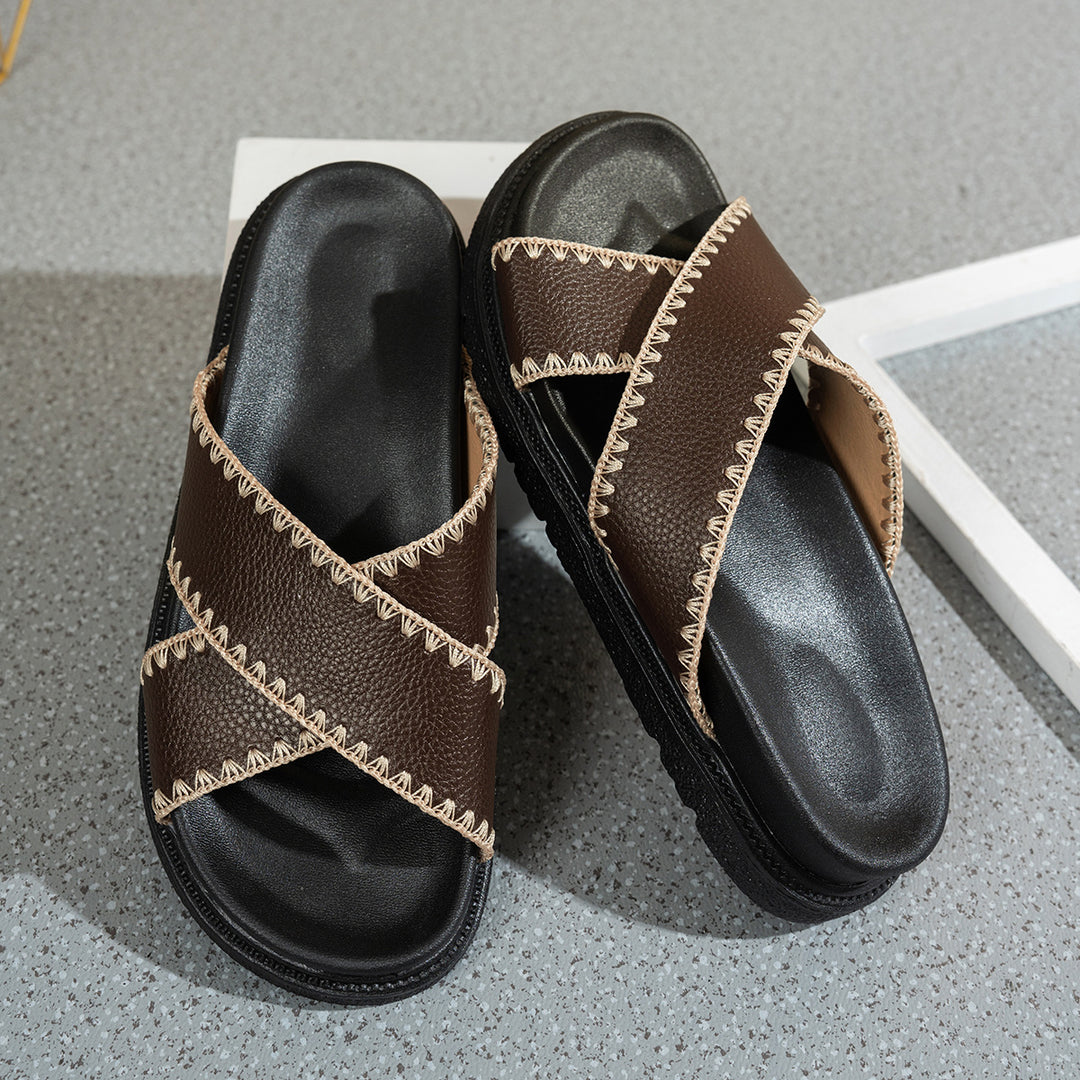 Damen Bequeme Clogs mit geflochtenem Riemendesign und ergonomischem Fußbett EB