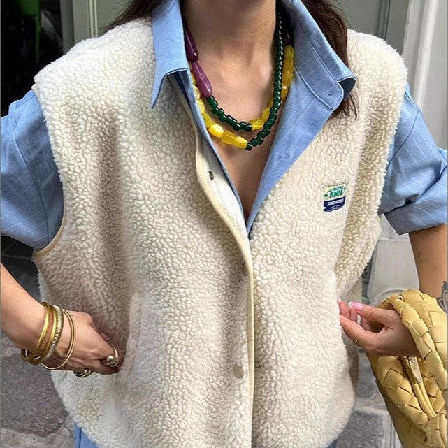 Damen modische Weste mit Fleece-Futter und praktischen Taschen EB