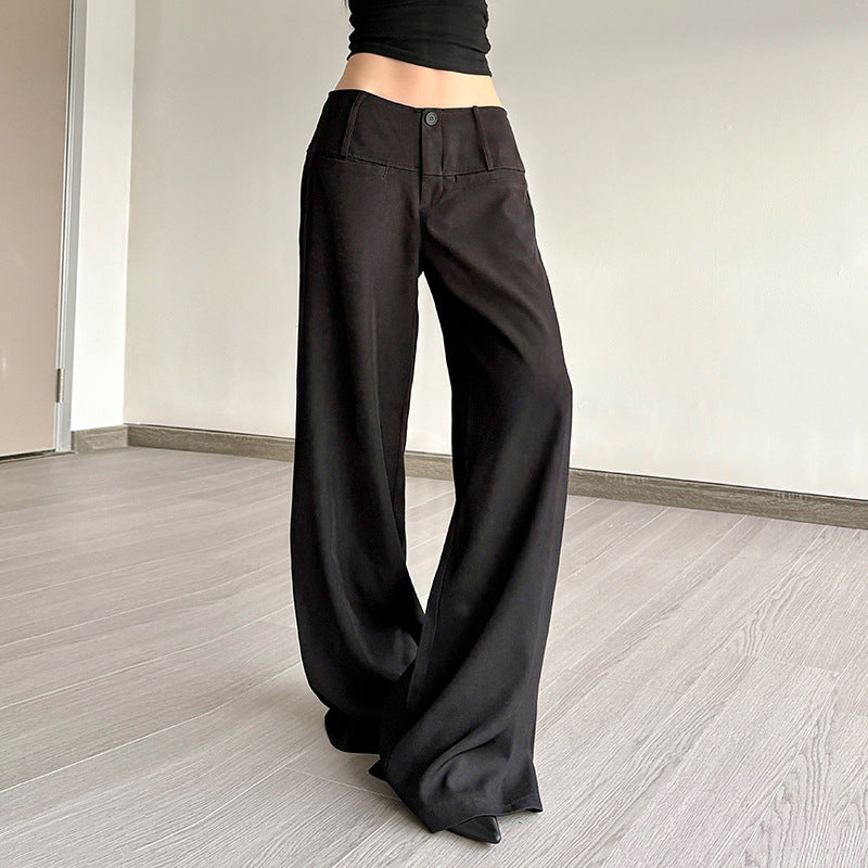 Damen Weite Chinohosen mit hohem Bund und seitlichen Taschen EB