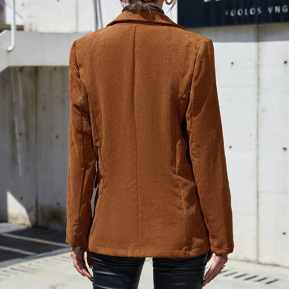 Damen cordjacke mit Doppelkknopfdesign und praktischen Seitentaschen EB