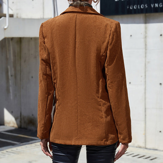 Damen cordjacke mit Doppelkknopfdesign und praktischen Seitentaschen EB