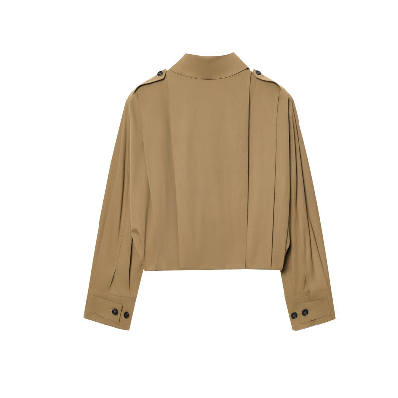 Damen cropped Jacke mit dekorativen Knopfdetails und eleganter Schnittführung EB