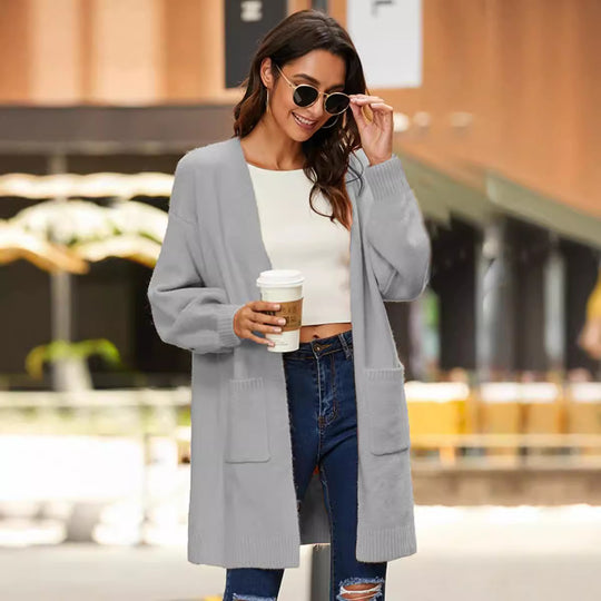 Damen Strickmantel mit bequemen, oversized Ärmeln und praktischen Taschen EB