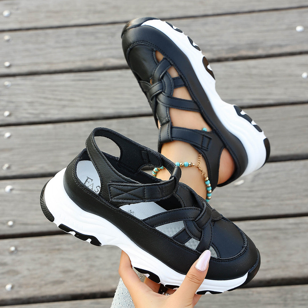 Damen Sportliche Sneaker-Sandalen mit elastischen Riemen und rutschfester Sohle EB