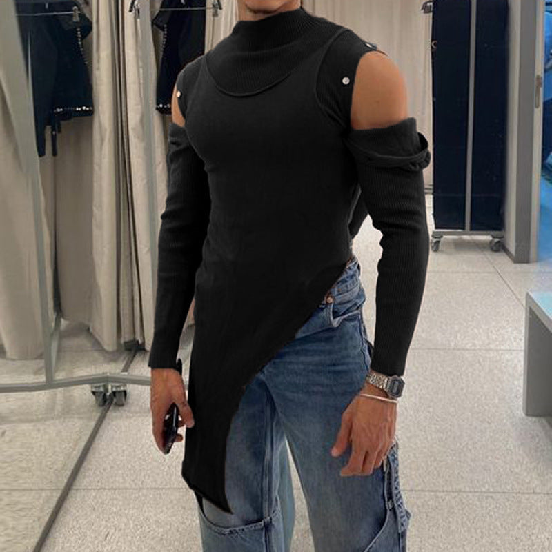 Damen Modisches Langarmkleid mit asymmetrischem Schnitt und elegantem Stehkragen EB