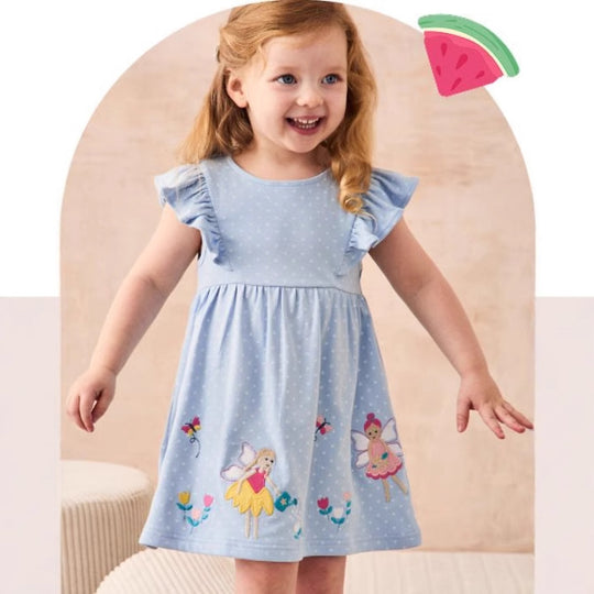 Mädchen Kleid mit niedlichen Feenapplikationen EB