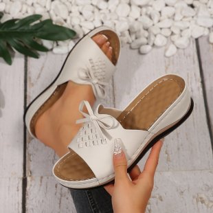 Damen Komfortable und stilvolle Mules mit raffiniertem Schleifendetail EB