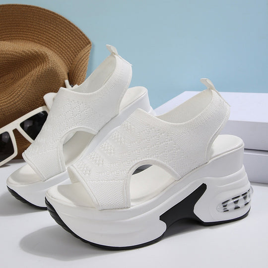 Damen Sneakersandaletten mit hohem Plateau und Netz-Obermaterial EB