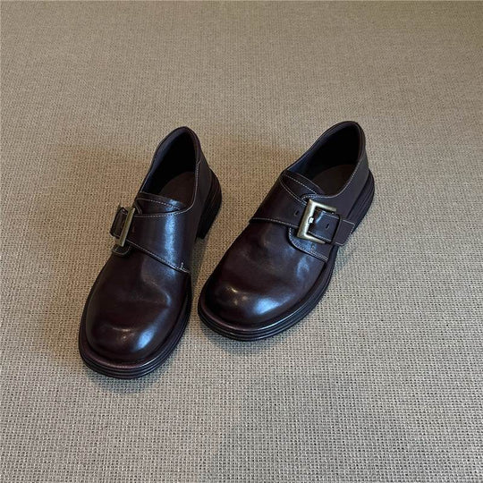 Damen weiche Lederschuhe mit modischer Schnallenverzierung EB