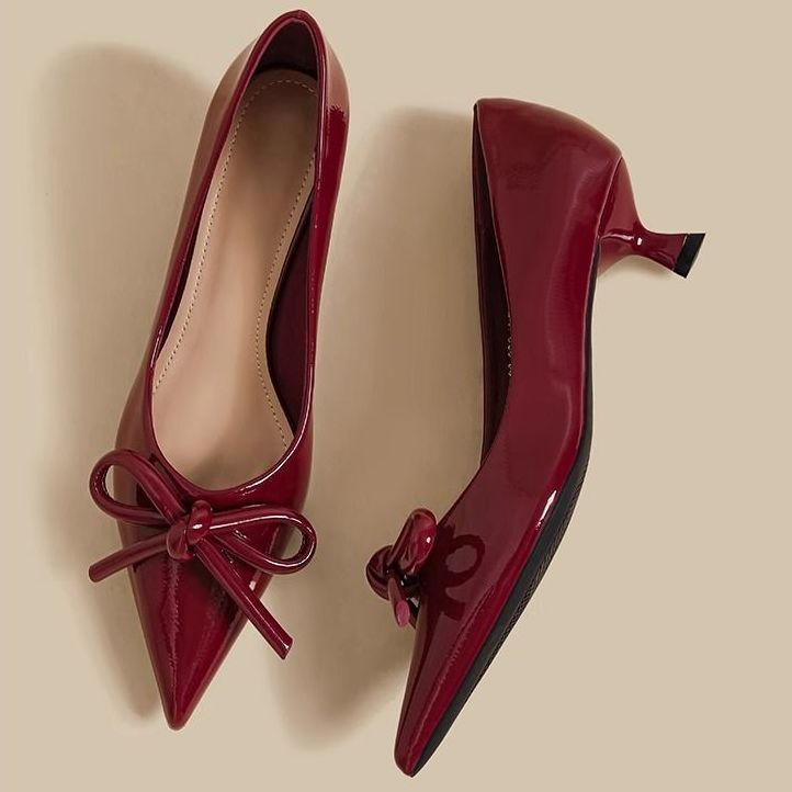 Damen Ballerinas mit spitzer Zehenform und dekorativem Schleifen-Detail EB