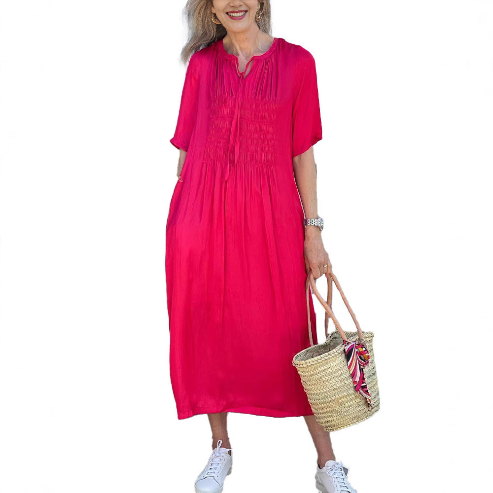 Damen Midi-Kleid mit raffinierter Raffung Heidi-Mode