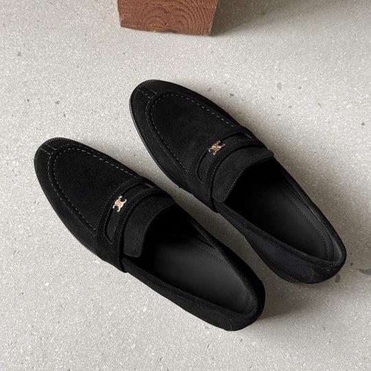 Damen Loafer aus hochwertigem Wildleder mit elegantem Schnallen-Detail EB