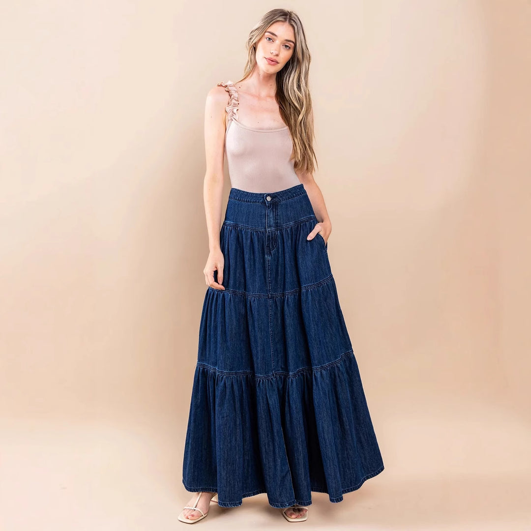 Damen luftiges Jeanskleid EB