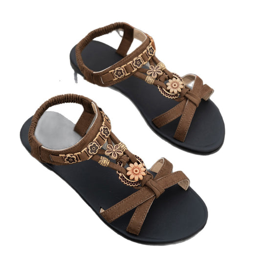 Damen modische Sandalen mit floralen Akzenten EB