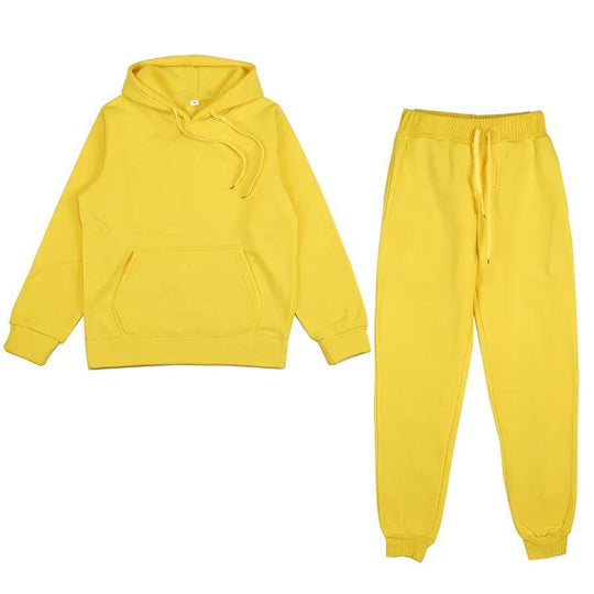 Unisex weiches Lounge-Set mit Oversize-Hoodie, taillenhoher Jogginghose und geripptem Knöchelabschluss EB