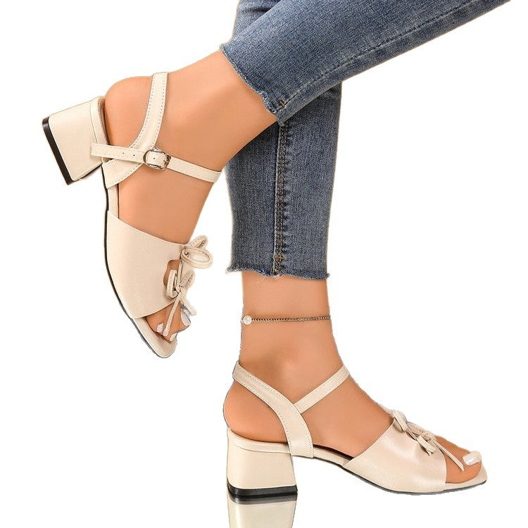 Damen elegante Sandalen mit raffiniertem Schleifen-Design EB