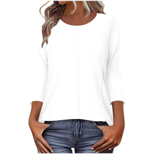 Damen nan lässiges Shirt mit dreiviertelärmeln und dekorativer Mittelnaht EB