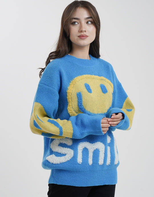 Damen gemütlicher Oversize-Pullover mit lässigem Grafikdesign EB