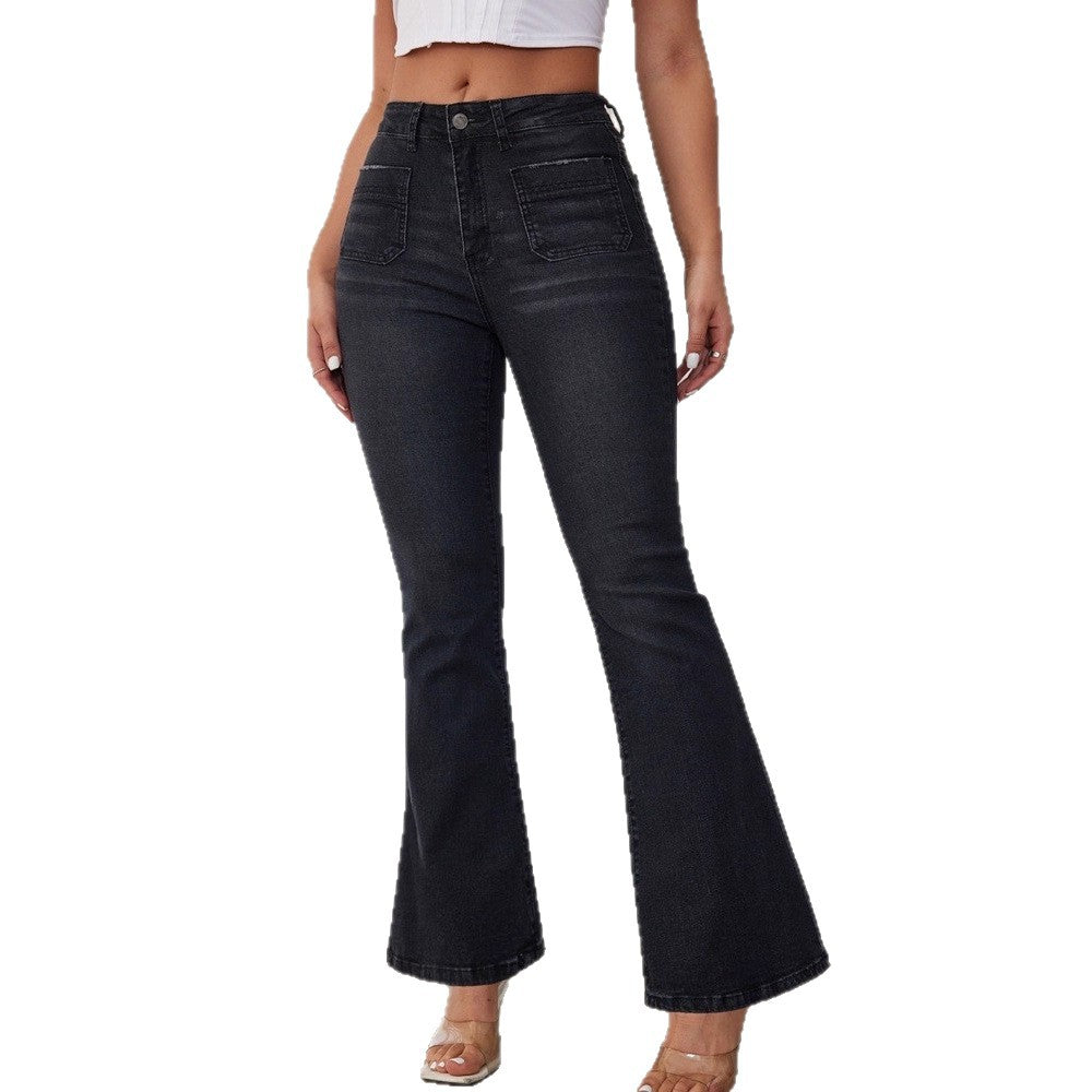 Damen High-Waist Schlagjeans EB