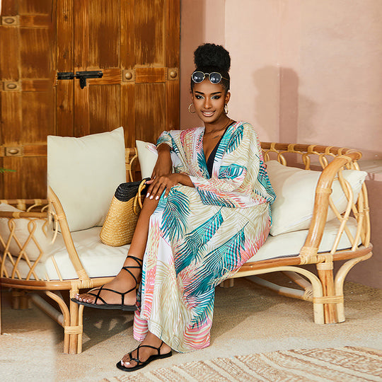 Damen Strandkimono mit floralem Muster Heidi Mode