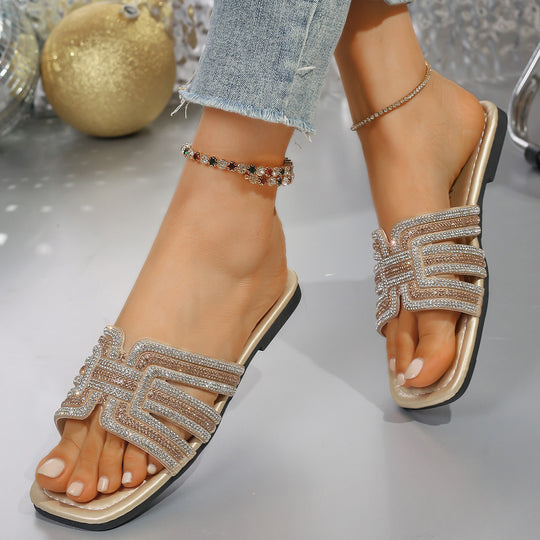 Damen Glitzernde Zehenstegsandalen EB
