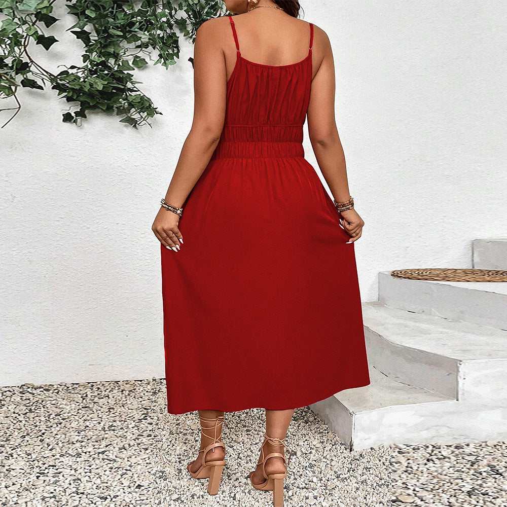 Damen Maxikleid mit verstellbaren Trägern und elastischem Bund EB