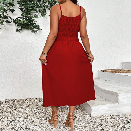 Damen Maxikleid mit verstellbaren Trägern und elastischem Bund EB