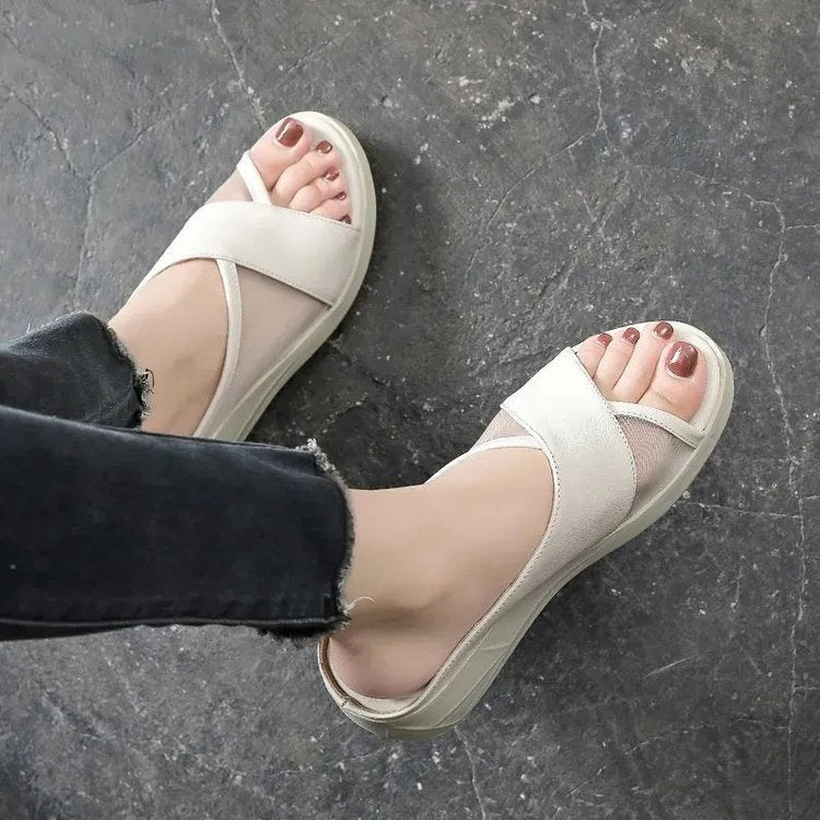 Damen Wedge-Pantoletten mit atmungsaktiver Mesh-Oberfläche und komfortabler Sohle EB