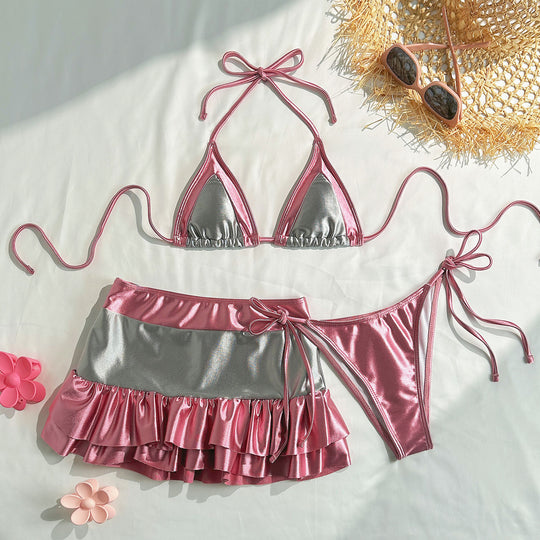 Damen Träger-Bikini mit voluminösem Rüschensrock EB
