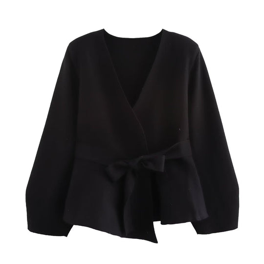 Damen Wickeljacke mit eleganter Taillierung und Bogenmotiv EB