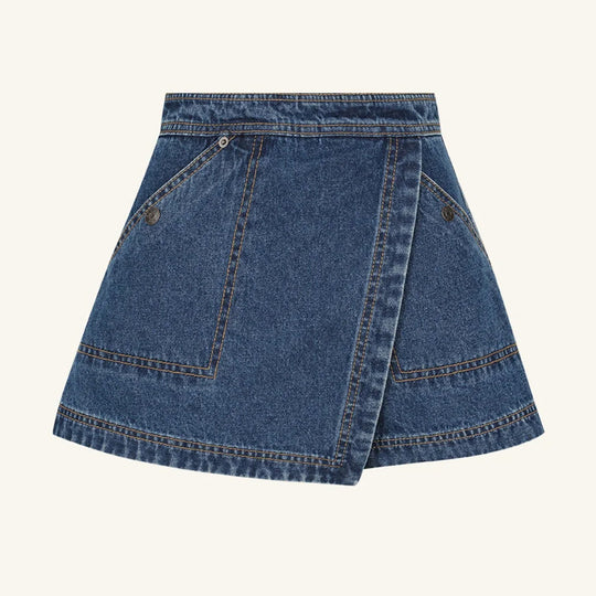 Damen Jeansrock mit asymmetrischem Schnitt und praktischen Taschen EB
