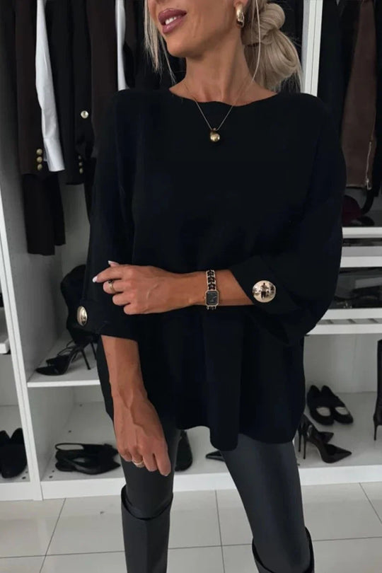 Damen Modischer Strickpullover mit eleganten Knopfdetails EB