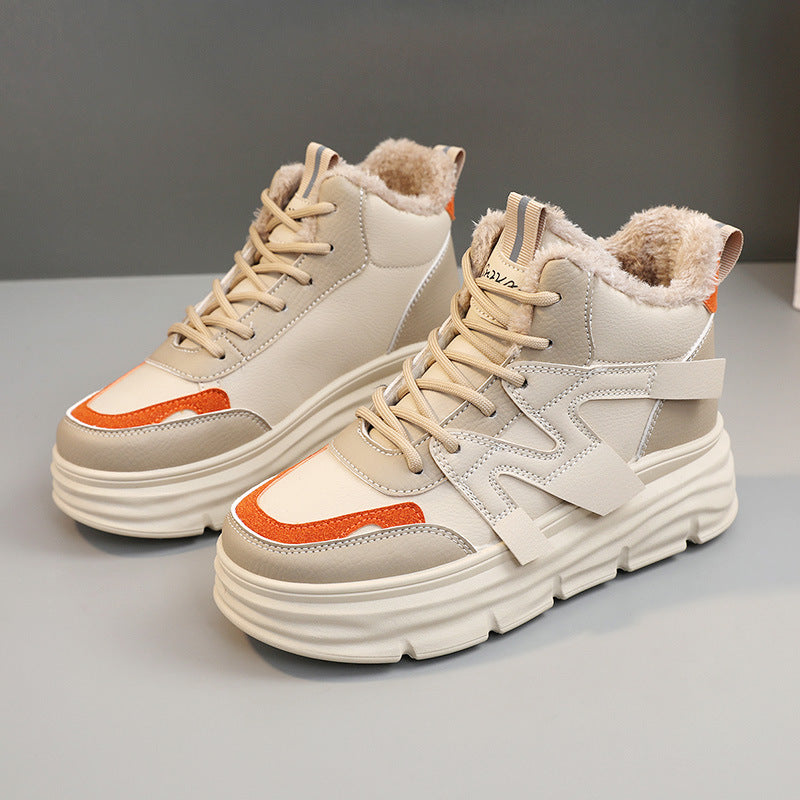 Damen modische High-Top Sneakers mit kuscheligem Innenfutter und robustem Profil EB