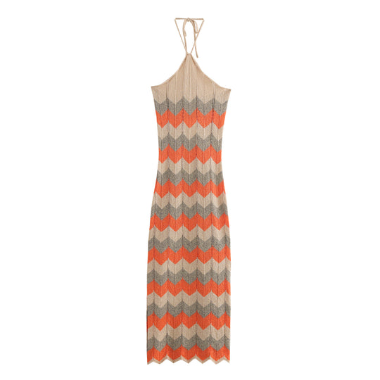 Damen Maxikleid mit raffiniertem Zick-Zack-Muster EB
