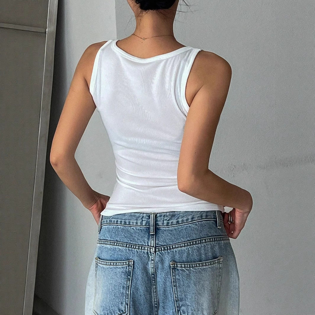 Damen Tanktop mit modernem Quadrat-Ausschnitt und fein geripptem Material EB