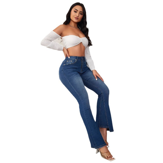 Damen Flared Jeans mit hohem Bund und eleganter Schnittführung EB