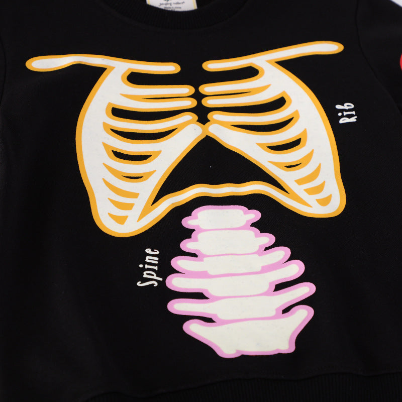 Herren Freizeit-Jogginghose mit leuchtendem Skelett-Design EB