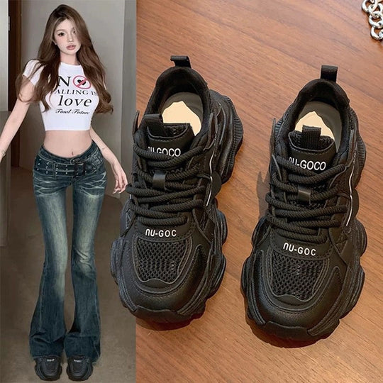 Damen Modische Komfort-Sneaker mit atmungsaktiver Mesh-Oberfläche und dämpfender Sohle EB