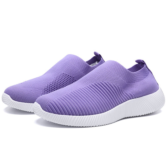 Damen atmungsaktive Slip-On Sneakers mit elastischem Obermaterial EB
