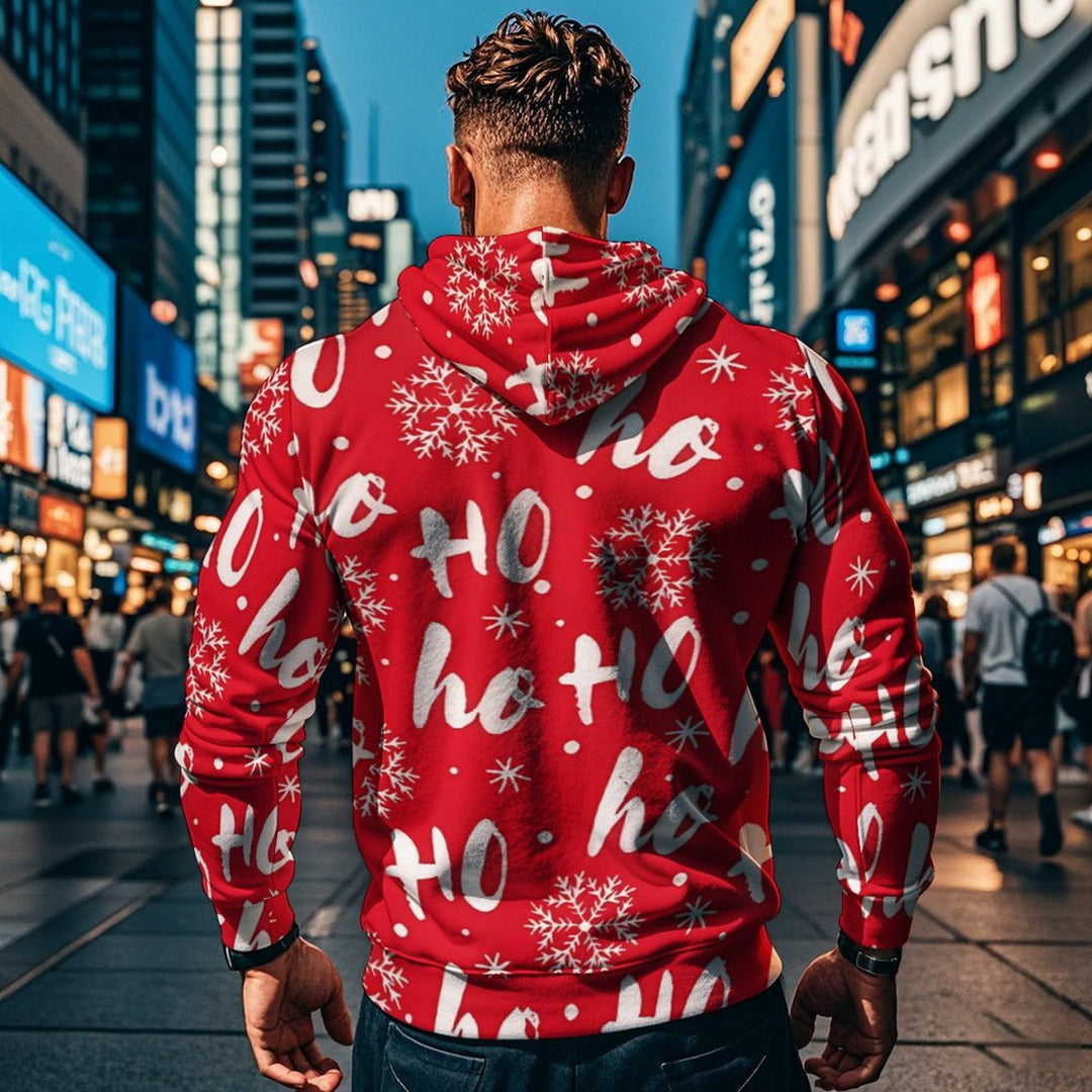 Herren Weihnachts-Hoodie mit farbenfrohem grafischen Design und bequemer Passform EB