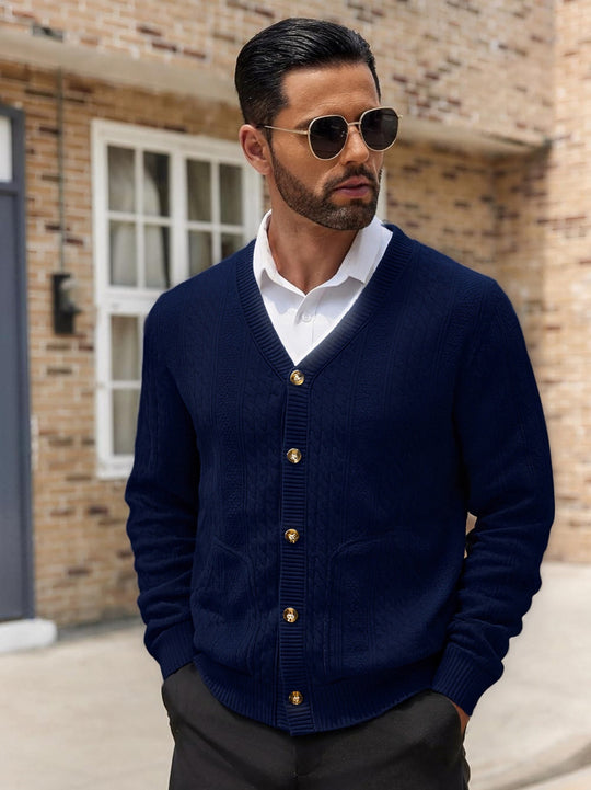 Herren Modischer Strickcardigan mit praktischen Taschen und einzigartiger Textur EB