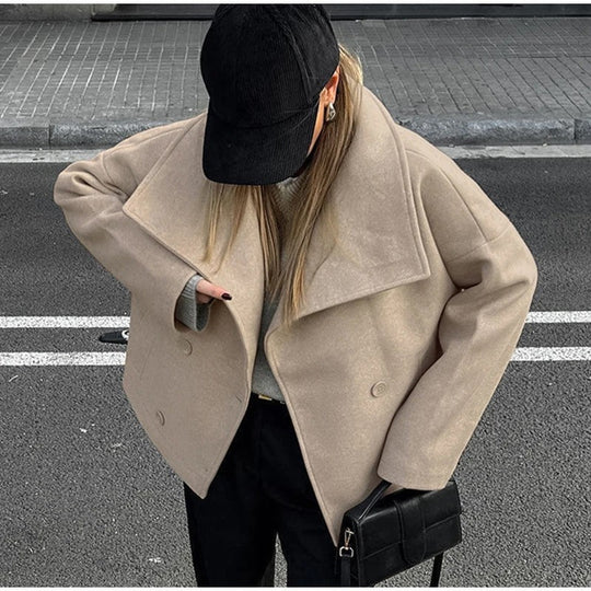Damen Oversize Wollmantel EB