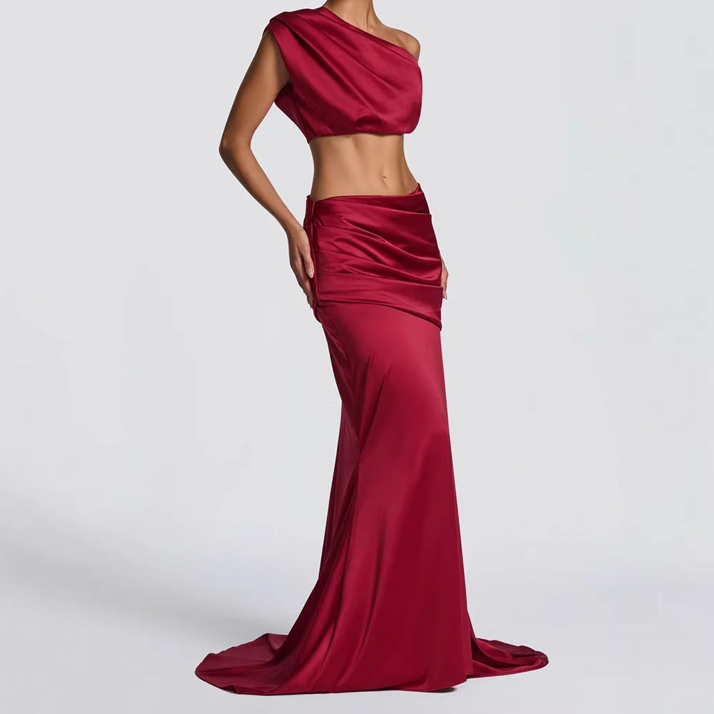 Damen Elegantes One-Shoulder Abendkleid EB