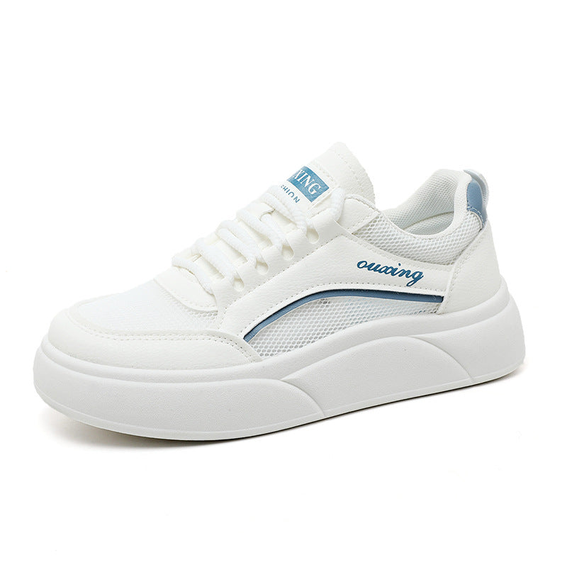 Damen trendige Plateau Sneakers mit atmungsaktiver Mesh-Oberfläche und dämpfendem Sohlenprofil EB