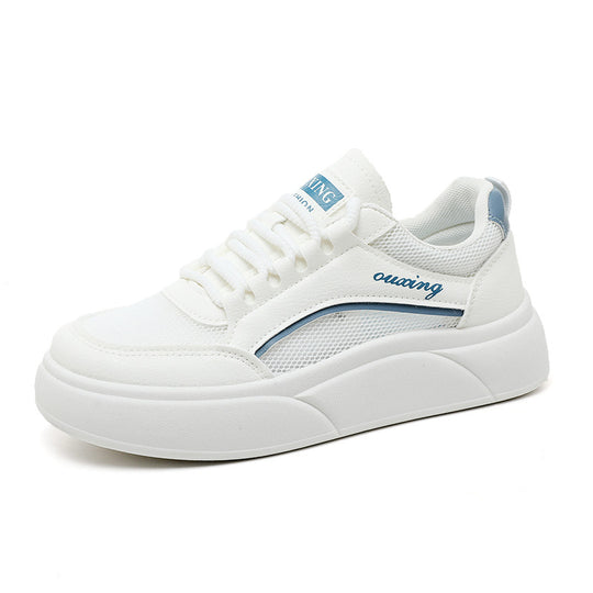 Damen trendige Plateau Sneakers mit atmungsaktiver Mesh-Oberfläche und dämpfendem Sohlenprofil EB